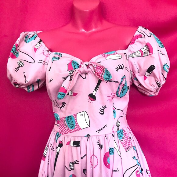 vixen micheline pitt makeup pin up pink swing dress size medium - Picture 5 of 7